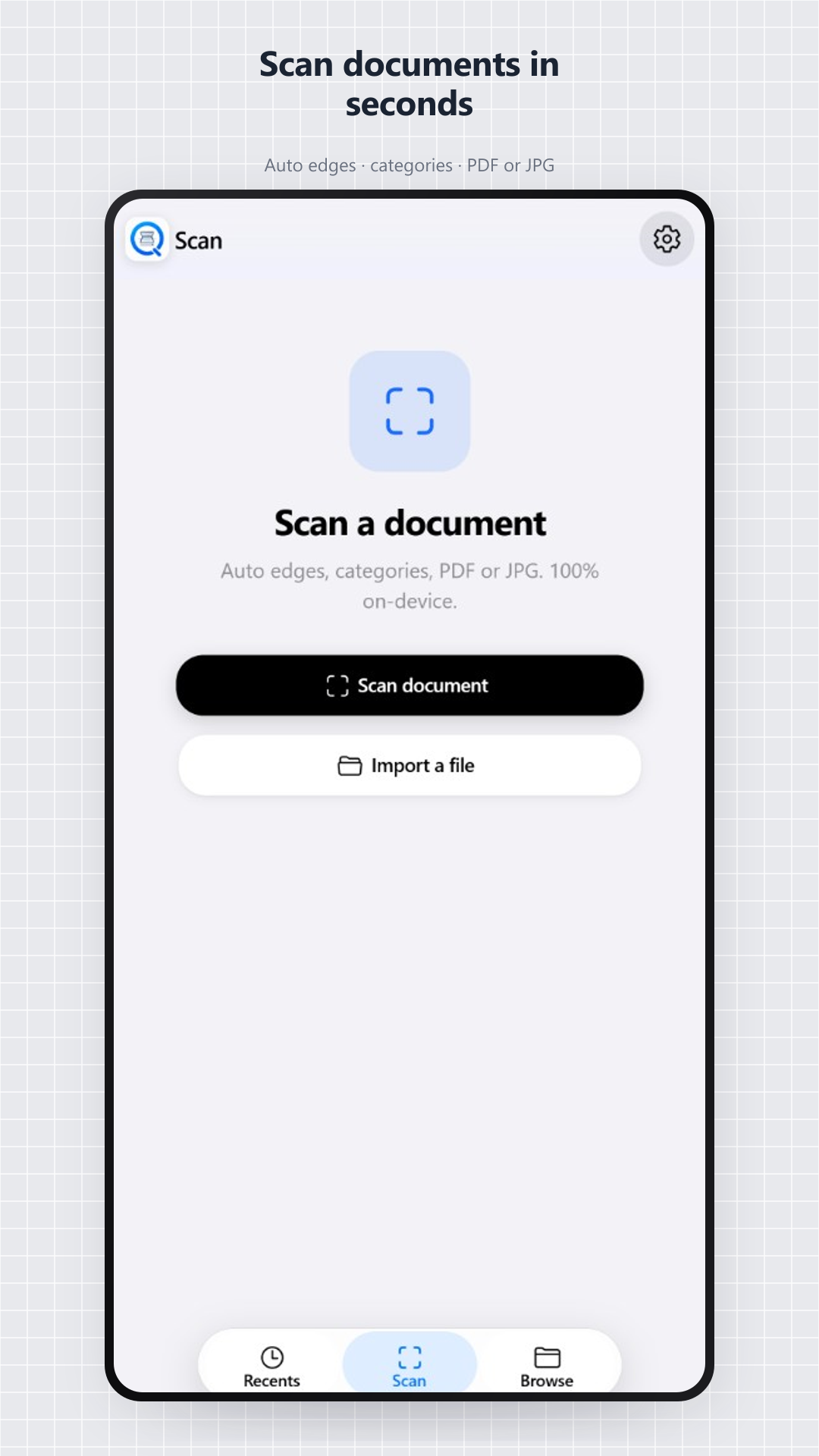 QuickScan — Scan screen